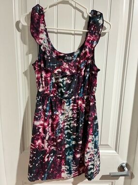 Volcom Pink Purple Blue Tie-Dye Dress Silk And Cotton